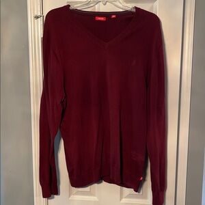 Izod Cranberry V Neck Pullover Sweater